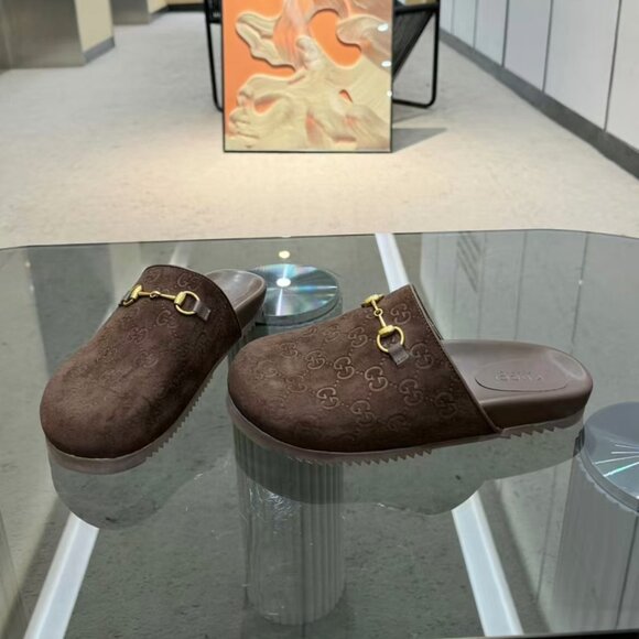 Gucci Brown Suede Mules with Horsebit Detail - Picture 6 of 7